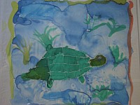 Schildkrte auf Seidentuch, Kl. 4